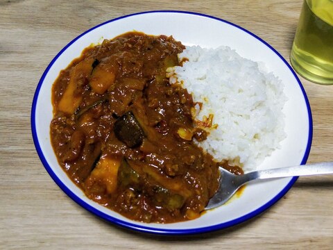 なすとカボチャの挽肉カレー♡